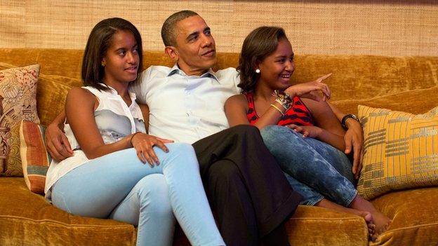 Barack Obama and daughters Malia and Sasha