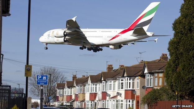 Plane coming to land at Heathrow