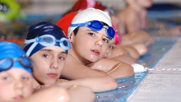 children at the swimming pool