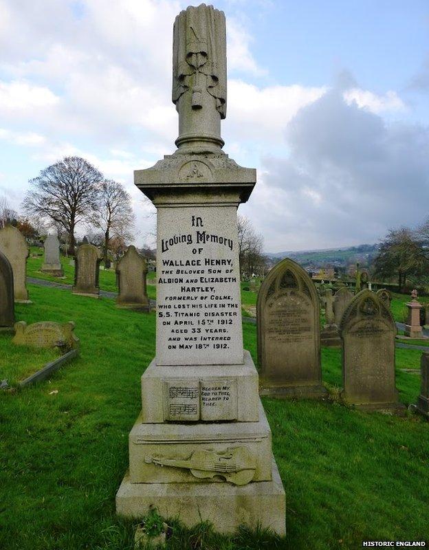 Wallace Hartley gravestone, Colne Cemetery, Lancashire