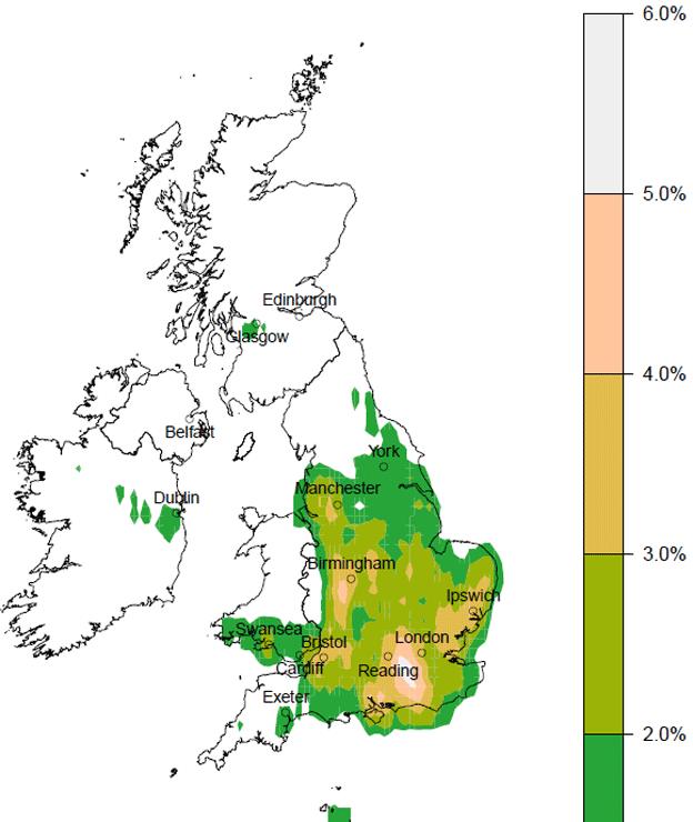 Tornado map from 1980 to 2012 from the University of Manchester