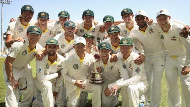 Australia with the Test series trophy