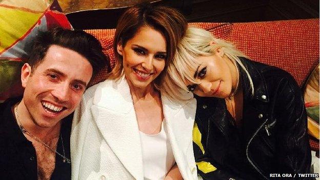 Rita Ora, Cheryl Fernandez-Versini and Nick Grimshaw