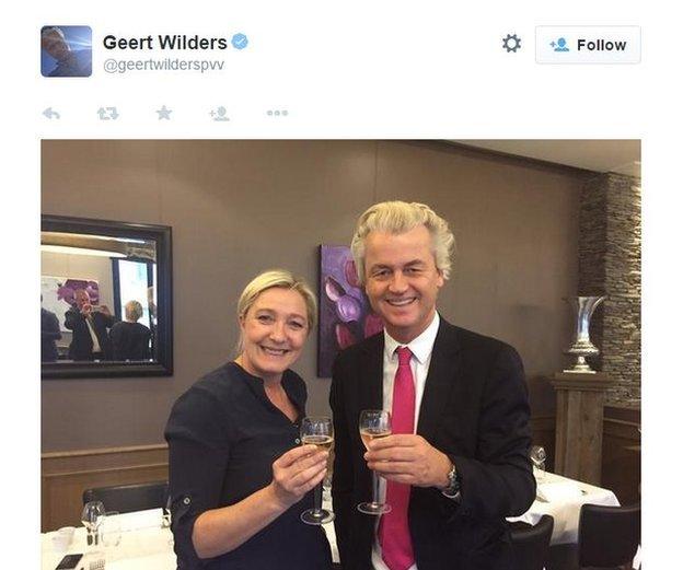 Twitter grab from Geert Wilders' feed