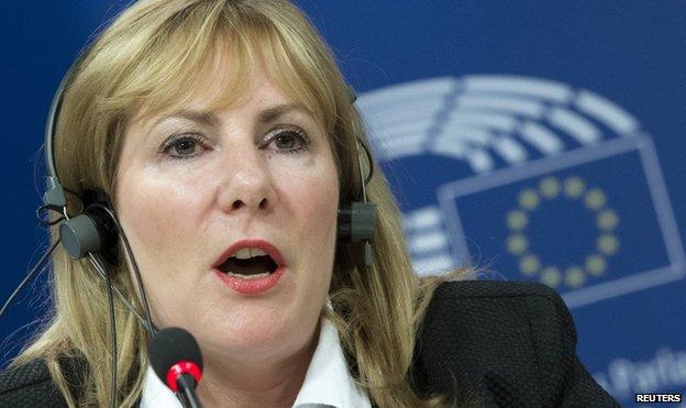 Janice Atkinson, former member of UKIP, attends a news conference at the European Parliament in Brussels, Belgium, 16 June 2015