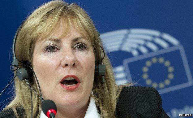 Janice Atkinson, former member of UKIP, attends a news conference at the European Parliament in Brussels, Belgium, 16 June 2015