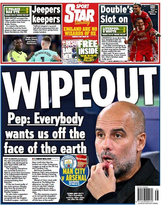 The back page of the Daily Star on Sunday