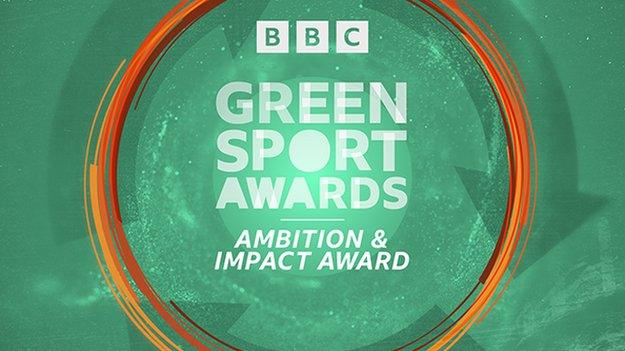 Graphic with the BBC Green Sport Awards: Ambition and Impact logo