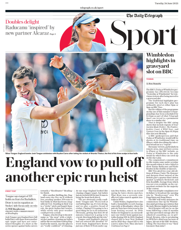 Telegraph back page