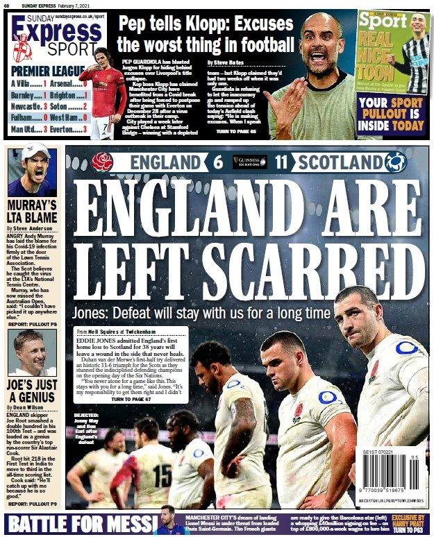 The back page of the Sunday Express