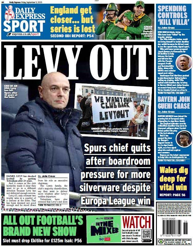 The back page of the Daily Express
