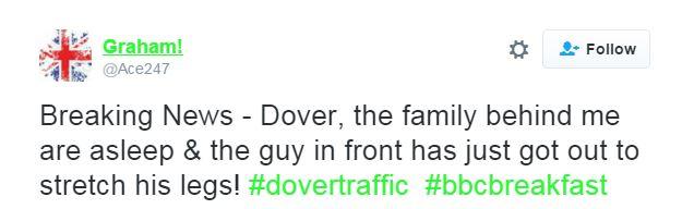 A tweet about Dover queuing