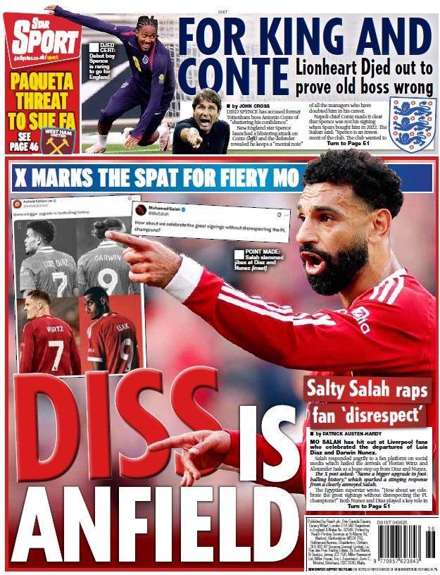 The back page of the Daily Star