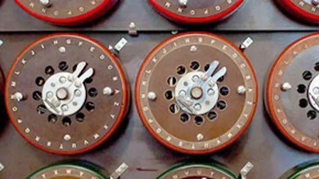 Close up of rotors on a WW2 Bombe machine