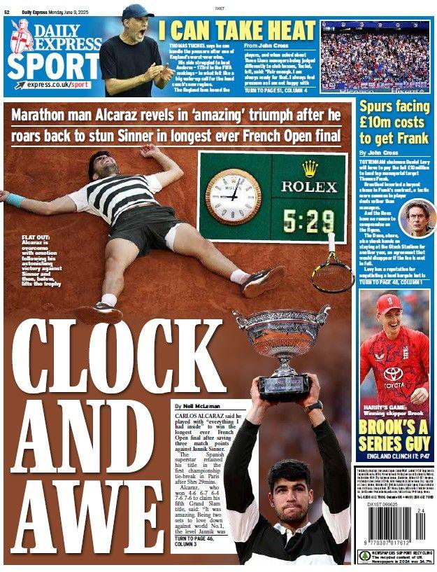 The back page of the Daily Express