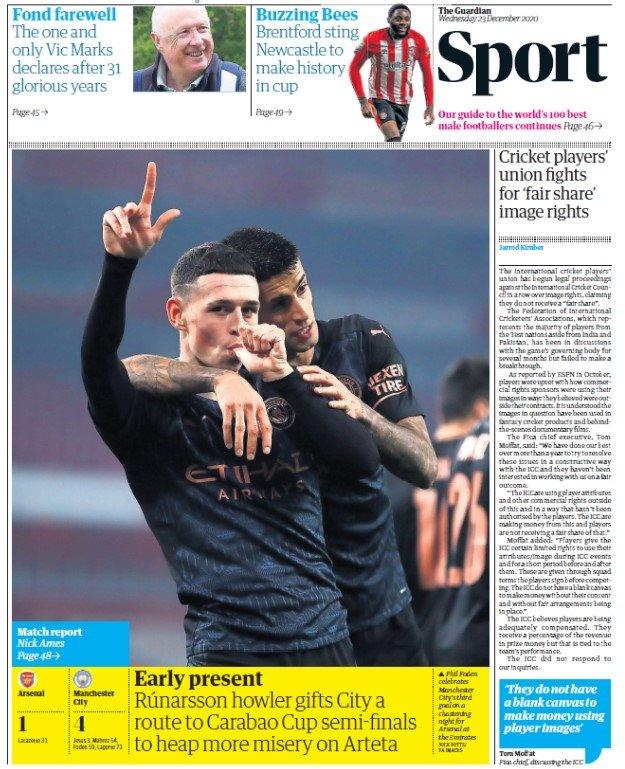 The back page of The Guardian