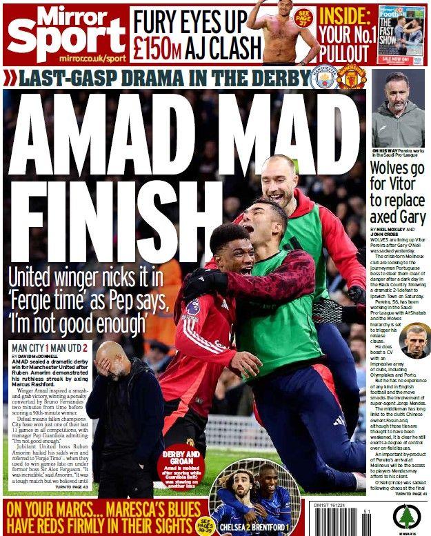 The back page of the Daily Mirror