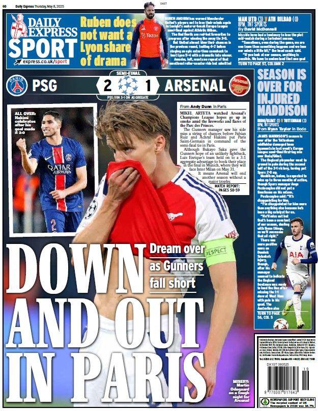 The back page of the Daily Express