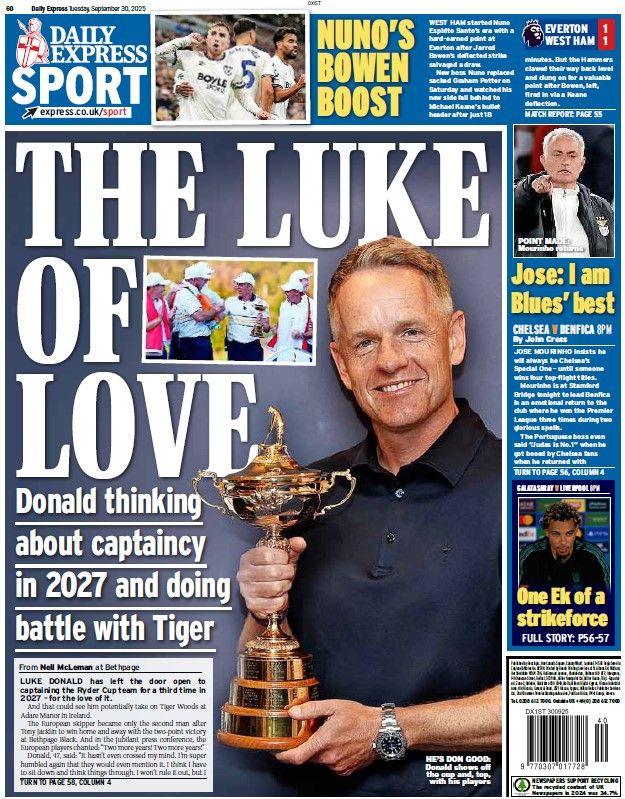 The back page of the Daily Express