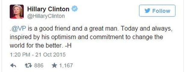 Tweet by Hillary Clinton