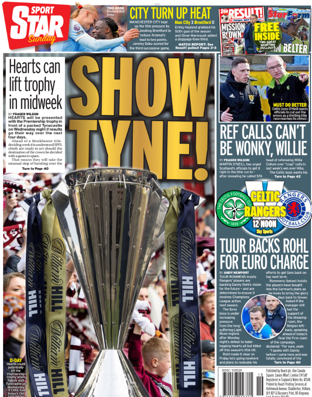 Star On Sunday back page
