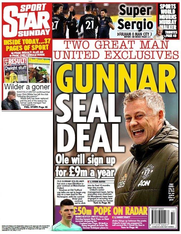 The back page of the Daily Star on Sunday