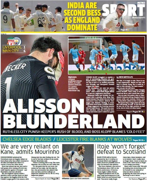 The back page of the Metro