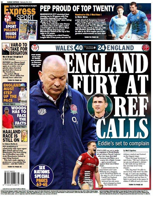 The back page of the Sunday Express