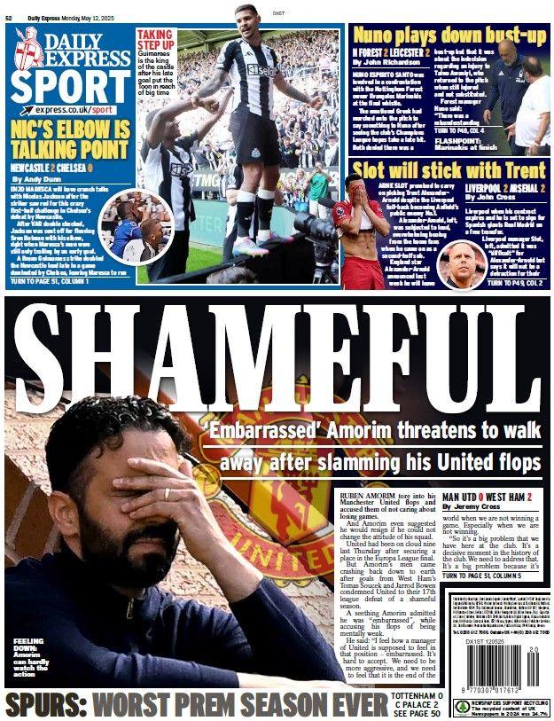 The back page of the Daily Express