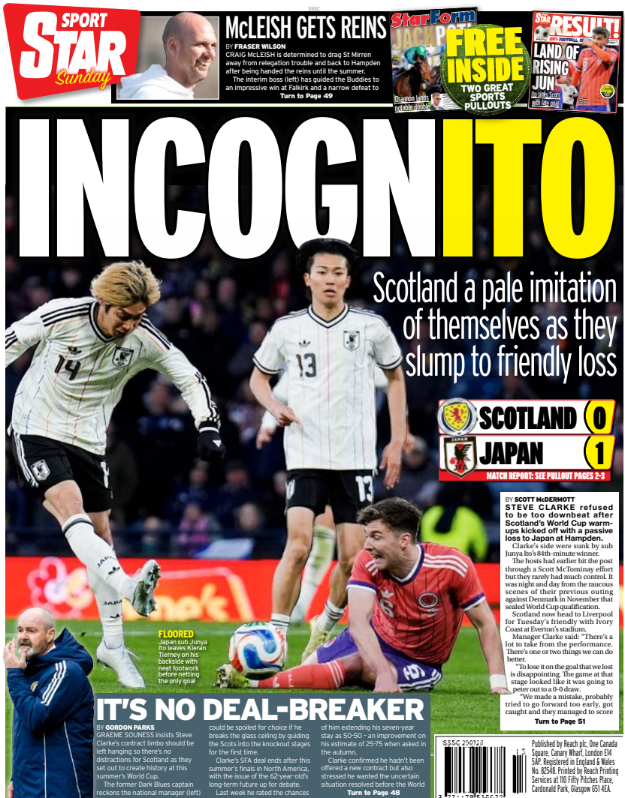 Star On Sunday back page