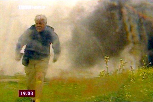 John Simpson fleeing the scene of a 'friendly fire' in Iraq