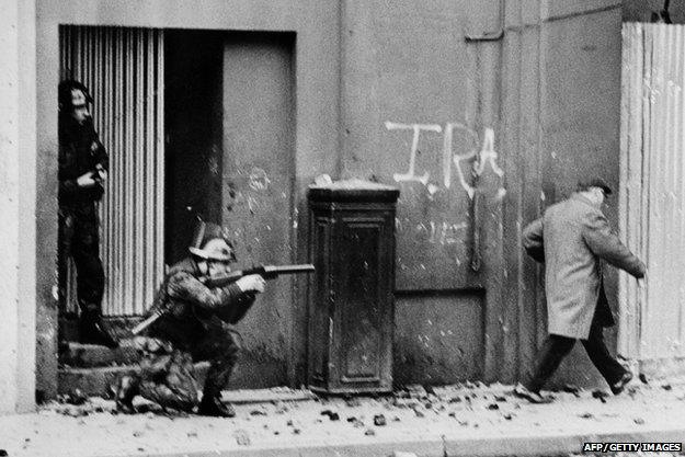 British Army soldiers patrolling November 1971
