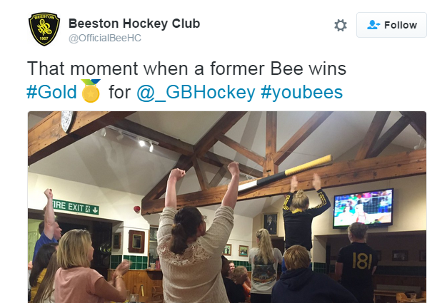 A tweet from Beeston Hockey Club