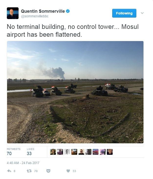 The BBC's Quentin Sommerville tweets a picture of the flattened airport, with no control tower