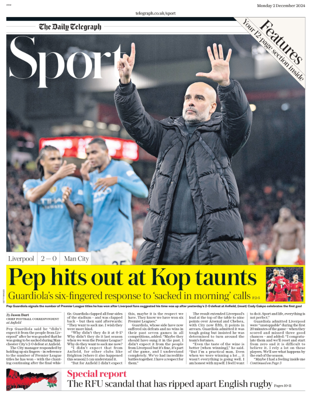 Telegraph back page