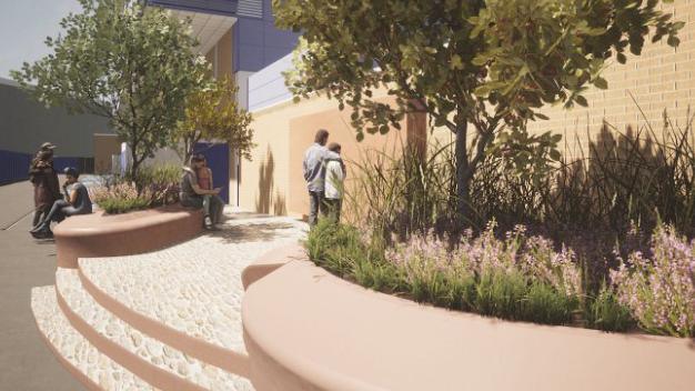 An artists impression of a memorial garden at Ipswich Town Football Club