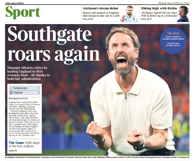 The Times back page