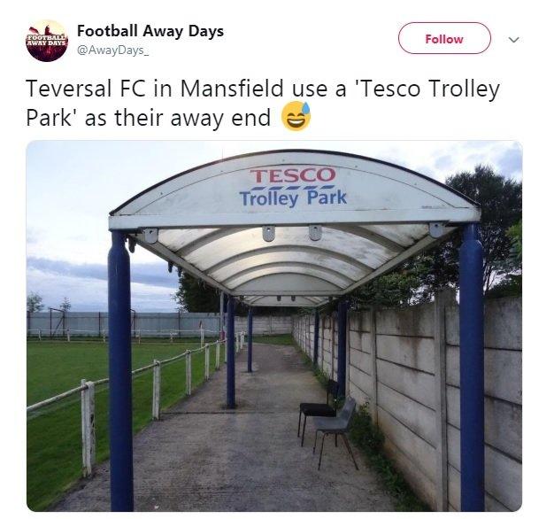 Teversal FC's now famous "Tesco Trolley" stand