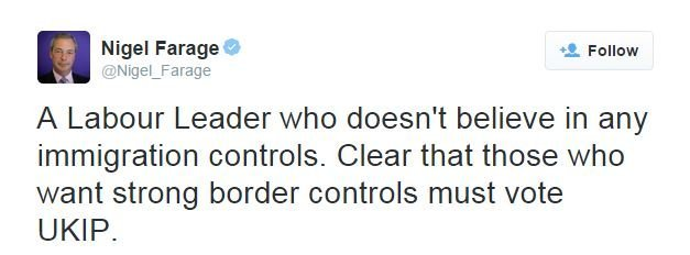 A Labour Leader who doesn't believe in any immigration controls. Clear that those who want strong border controls must vote UKIP.