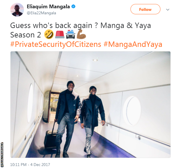 Manchester City's Eliaquim Mangala and Yaya Toure