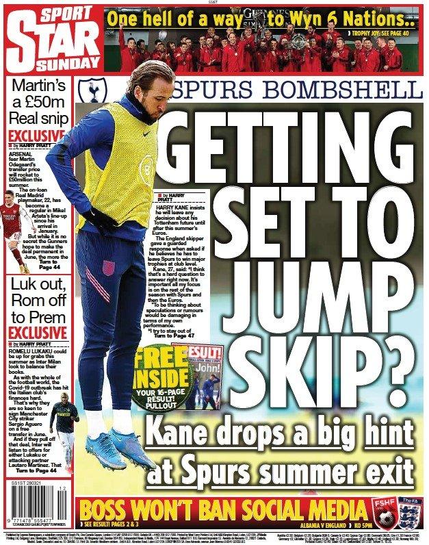 The back page of the Daily Star on Sunday