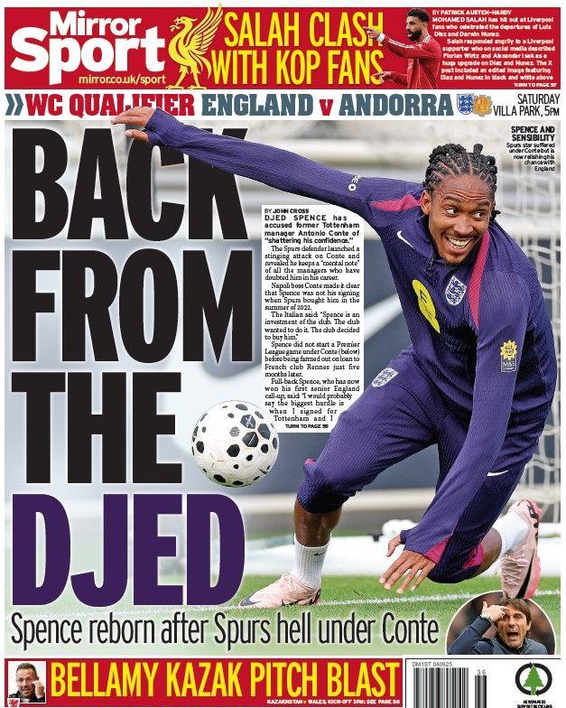 The back page of the Daily Mirror