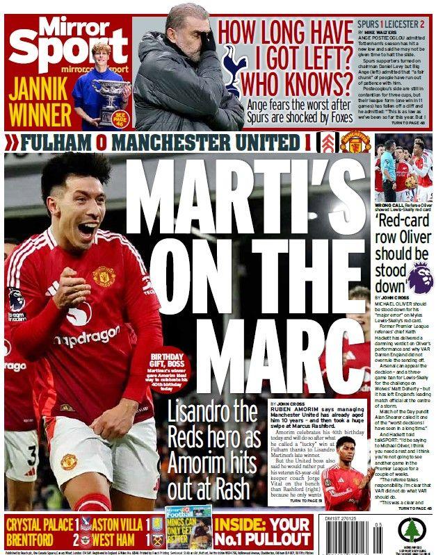 The back page of the Daily Mirror