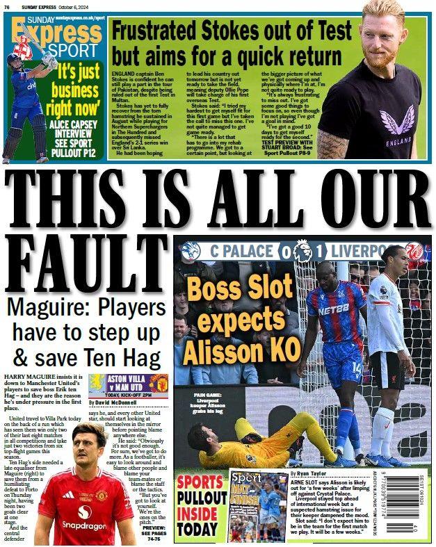 The back page of the Sunday Express