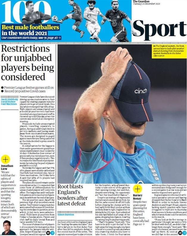 The Guardian says there could be restrictions placed on players who have not been vaccinated