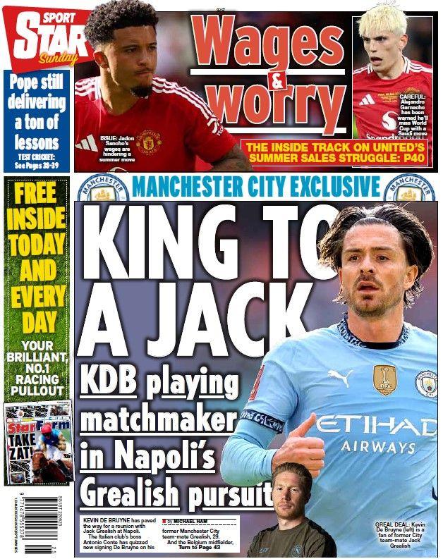 The back page of the Daily Star on Sunday
