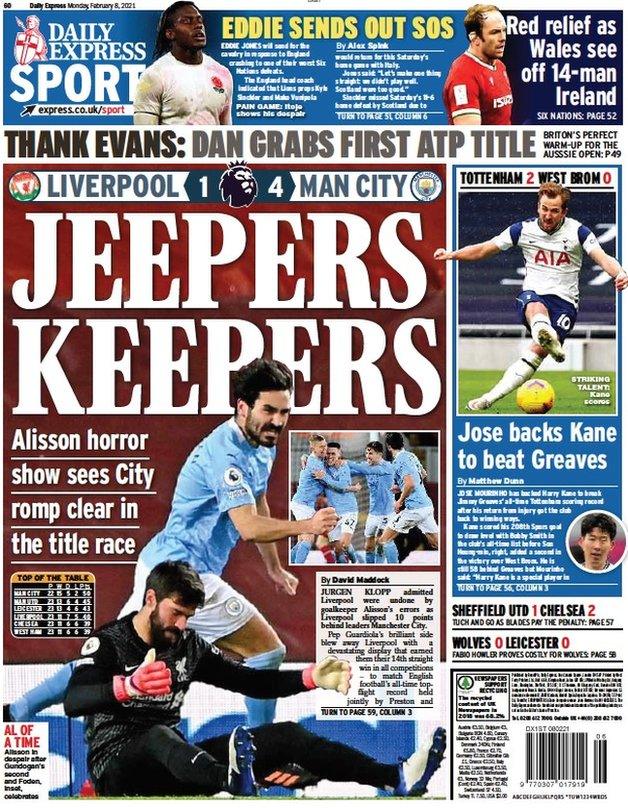 The back page of the Daily Express