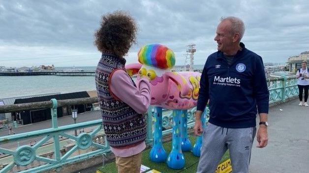 Norman Cook and Shaun the Sheep statue