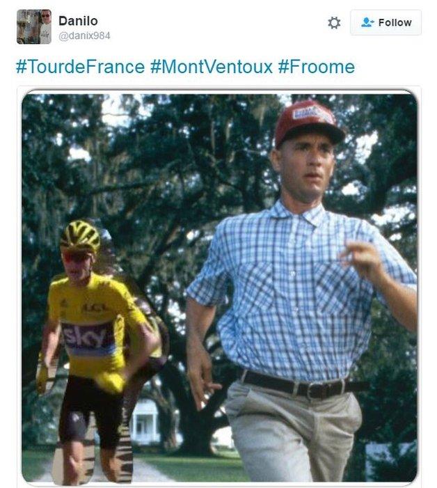 Froome racing with Forrest Gump