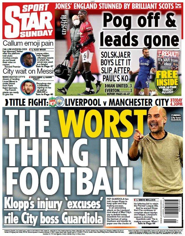 The back page of the Daily Star on Sunday